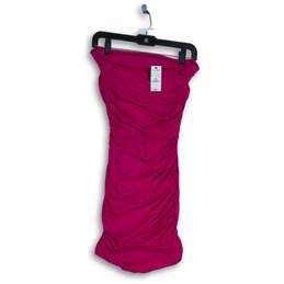 NWT Express Womens Pink Ruched Strapless Sleeveless Bodycon Dress Size Small alternative image