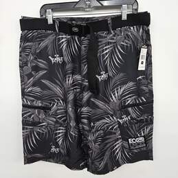 Black Tropical Shorts With Black Belt