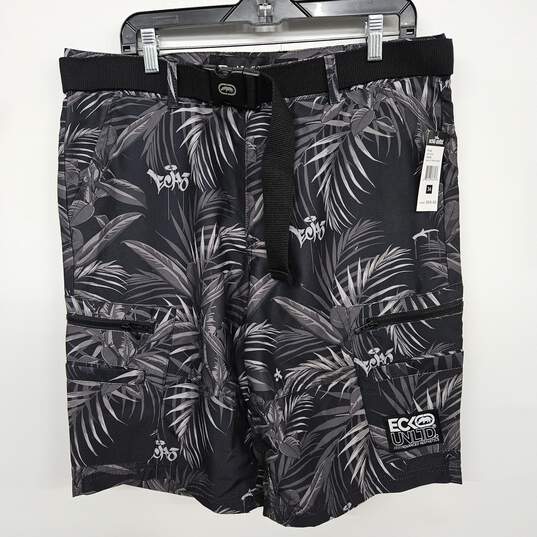 Black Tropical Shorts With Black Belt image number 1