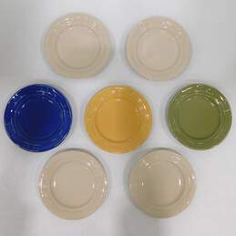 Longaberger Pottery Woven Traditions Multicolor 7" Plate Set of 7