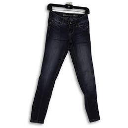 Womens Blue Stretch Medium Wash Pockets Comfort Denim Skinny Jeans Size 1