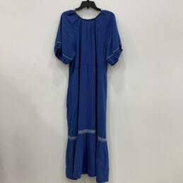NWT Old Navy Womens Blue Tiered Embroidered Puff Sleeve V-Neck Maxi Dress Sz XL alternative image