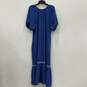 NWT Old Navy Womens Blue Tiered Embroidered Puff Sleeve V-Neck Maxi Dress Sz XL image number 2