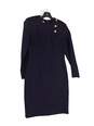 Womens Blue Long Sleeve Round Neck Wool Sweater Dress Size 4 image number 1