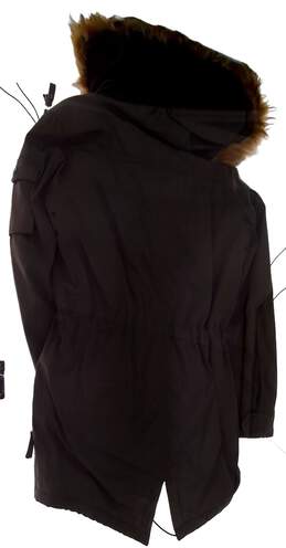 Womens Brown Long Sleeve Four Pocket Full Zip And Button Parka Jacket Size Small alternative image