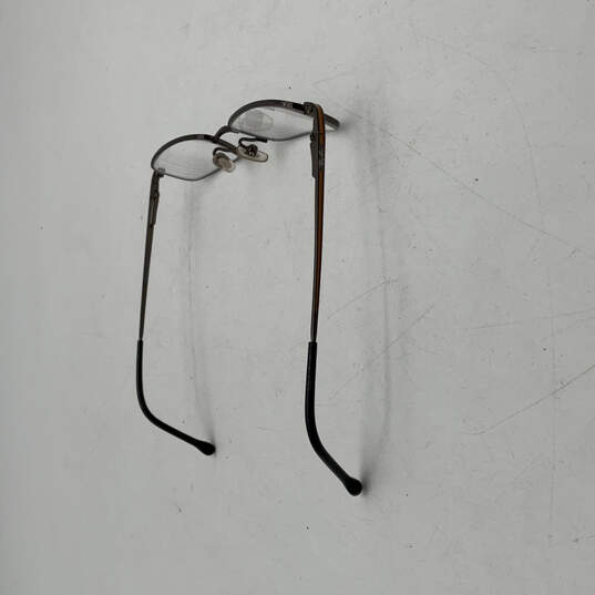 Mens Black Brown Frame Titanium Full Rim Rectangular Eyeglasses With Case image number 3