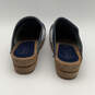 Womens Lotte Blue Leather Round Toe Block Heel Slip-On Clogs Size 40 image number 5