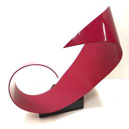 Metal Sculpture  Industrial Curved  Red Wave Art Sculpture alternative image