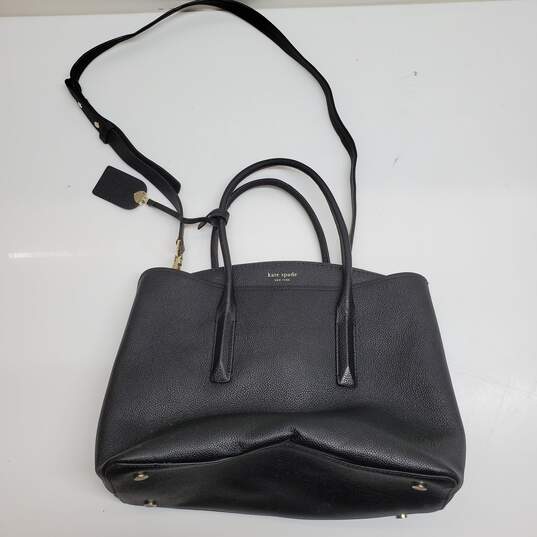 Kate Spade New York Black Tumbled Leather Shoulder Bag Purse image number 1