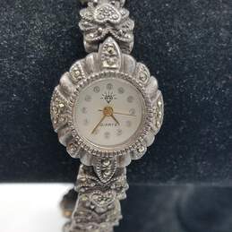 Diamond 22mm Marcasite Sterling Silver Bracelet Watch 35g