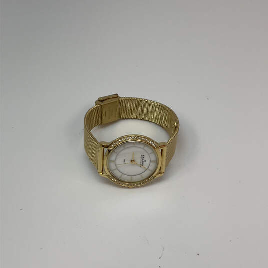 Designer Skagen Gold-Tone Stainless Steel Rhinestone Analog Wristwatch image number 3