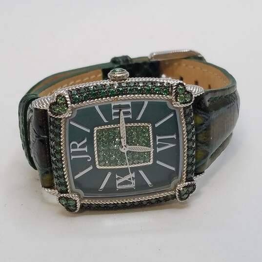 Judith Ripka 31mm Case Green Stone Bezel and Dial Unisex Designer Quartz Watch image number 6
