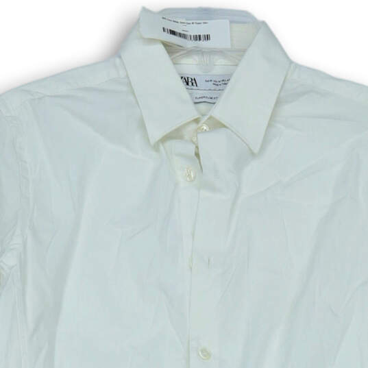 Mens White Long Sleeve Spread Collar Super Slim Fit Dress Shirt Size Medium image number 3