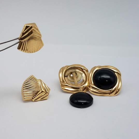 14k Gold Black Gemstone Post Earring 2pcs 8.0g image number 6