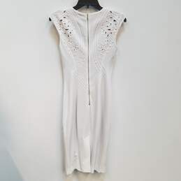 NWT Womens White Embroidered Cutwork Sleeveless Zip Bodycon Dress Size 2 alternative image