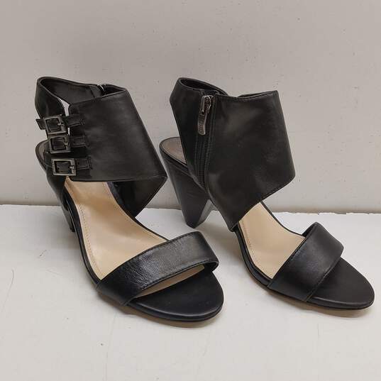 Vince Camuto Edrika Black Leather Heeled Sandals Women's Size 6.5 image number 1