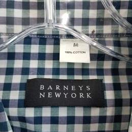 Barneys New York men's checked plaid button cotton long sleeve shirt M