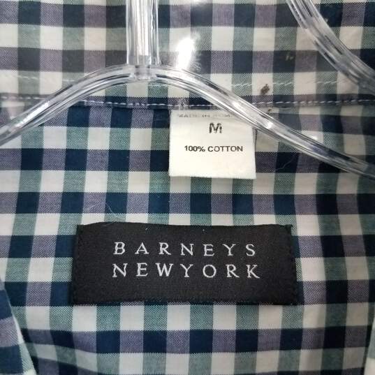 Barneys New York men's checked plaid button cotton long sleeve shirt M image number 1