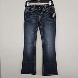 Blue Denim Embellished Bootcut Jeans