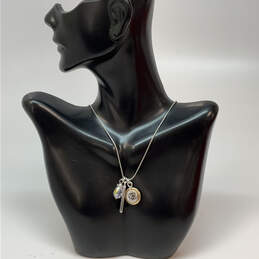 Designer Brighton Silver-Tone Wheat Chain Crystal Peace Charm Necklace