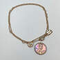Designer Coach Gold-Tone Link Chain Crystal Round Pendant Necklace image number 1