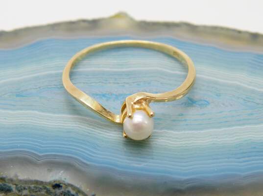10K Yellow Gold Pearl Solitaire Ring 1.2g image number 1