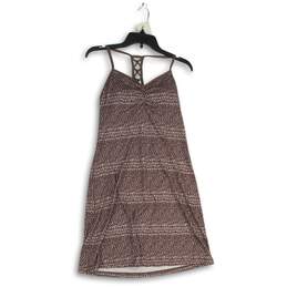 NWT Prana Womens Brown Zigzag V-Neck Sleeveless Racerback A-Line Dress Size S