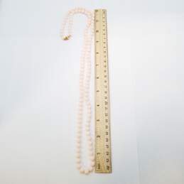 14K Gold Pink Knotted White Gemstone Beaded Necklace 49.0g alternative image