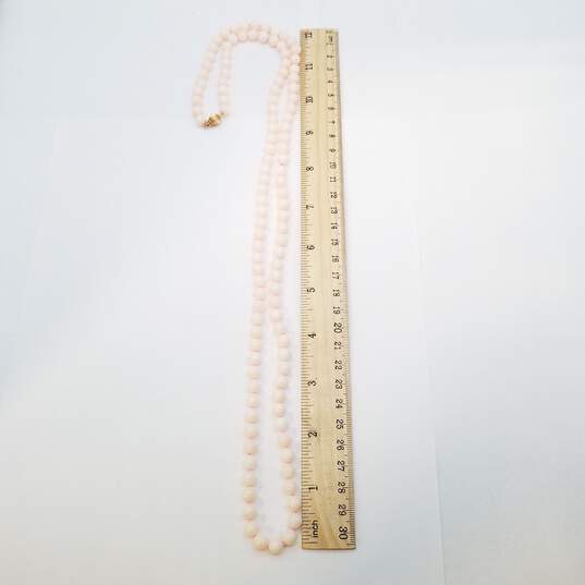 14K Gold Pink Knotted White Gemstone Beaded Necklace 49.0g image number 2