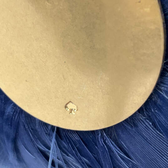 Designer Kate Spade Gold-Tone Blue Feather Fashion Post Back Hoop Earrings image number 4
