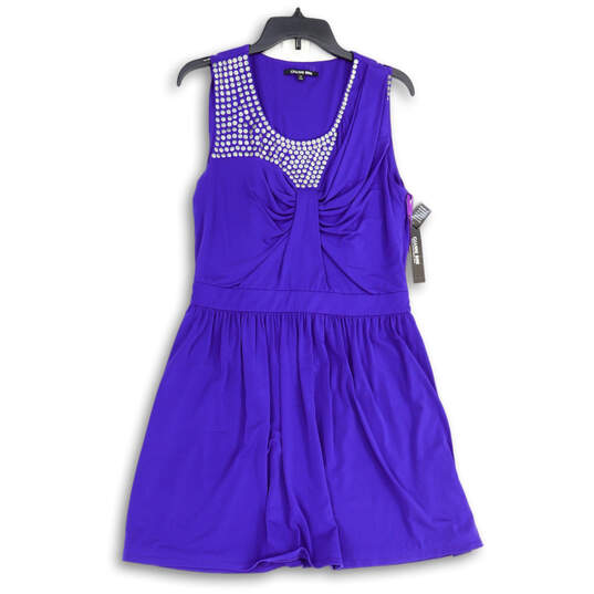 NWT Womens Blue Sleeveless Round Neck Short Fit & Flare Dress Size 12 image number 1