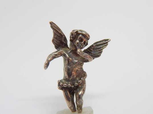 Sterling Silver Cupid Angel Pendant & Garnet Heart Arrow Rings 9.9g image number 2