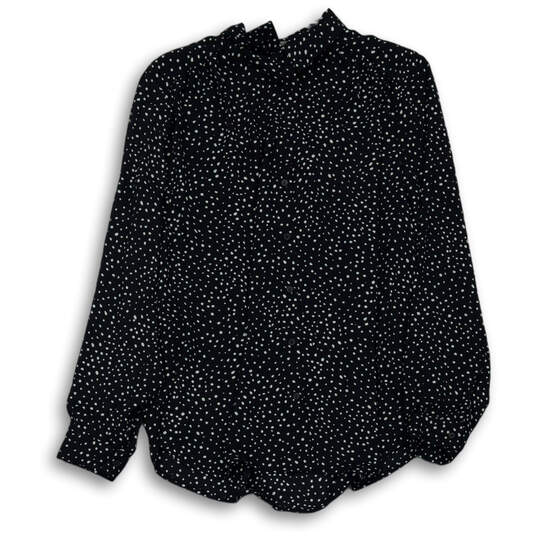Womens Black Polka Dot Collared Long Sleeve Button Front Blouse Top Size L image number 1