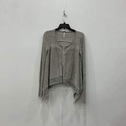 Womens Gray Never Again Asymmetric Hem Hook & Eye Cardigan Sweater Size S/P