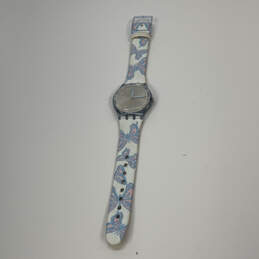 Designer Swatch Blue Floral Round Water Resistant Analog Wristwatch W/ Box