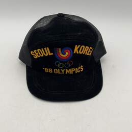 Seoul Korea Mens Black Mesh Adjustable 1988 Olympics Trucker Hat