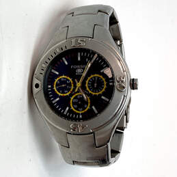 Designer Fossil Silver-Tone Chain Strap Blue Analog Dial Quartz Wristwatch
