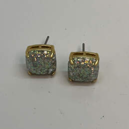Designer Kate Spade Gold-Tone Opal Glitter Small Square Stud Earrings alternative image