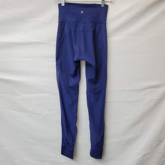 Lululemon High Waist Full Length Mesh Panel Navy Pants Tights Size 4 image number 1