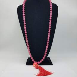Kate Spade Gold Tone Pink Beaded Tassel 37" Necklace 120.0g