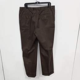 Izod Men's Brown 100% Cotton Pleated Dress Pants Size 38x32 alternative image