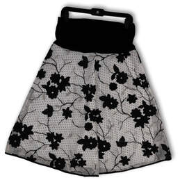 NWT Womens White Black Floral Elastic High Waist Lace A-Line Skirt Size XL alternative image