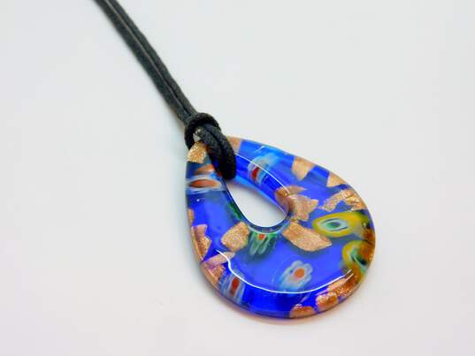 Artisan Millefiori Foiled & Colorful Glass Pendant Necklaces image number 5