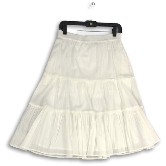 NWT Talbots Womens White Elastic Waist Pull-On Tiered A-Line Skirt Size Small image number 1