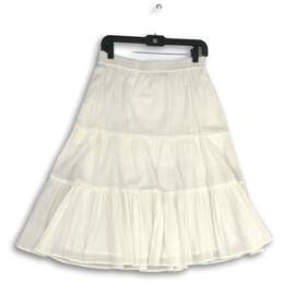 NWT Talbots Womens White Elastic Waist Pull-On Tiered A-Line Skirt Size Small