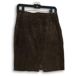 Express Womens Brown Side Zipper Flat Front Straight & Pencil Skirt Size 3/4 alternative image