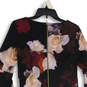 Womens Purple Black Floral Bell Sleeve Back Zip Sheath Dress Size 6 image number 4