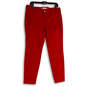 Womens Red Stretch Regular Fit Flat Front Skinny Leg Ankle Pants Size 12 image number 1
