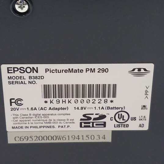 Epson PictureMate PM 290 Digital Photo Inkjet Printer image number 8
