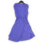 Womens Blue Smocked Surplice Neck Sleeveless A-Line Dress Size 14 image number 2